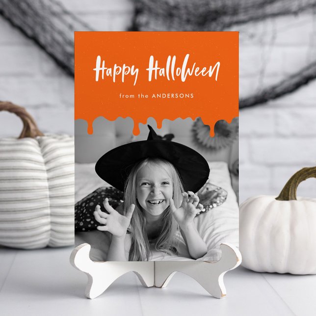 Halloween Fotokort med Blodig Orange Färg (Skapare uppladdad)