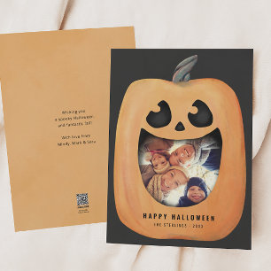 Halloween-fotokort med Jack o lantern Pumpkin Inbjudningar
