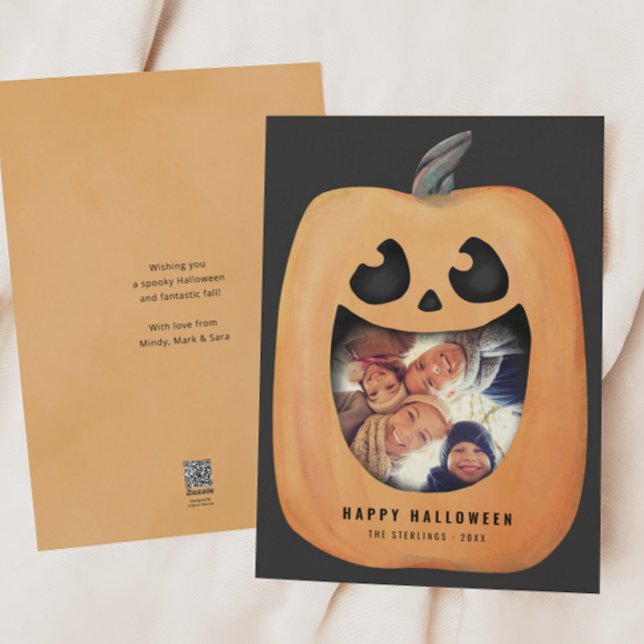 Halloween-fotokort med Jack o lantern Pumpkin Inbjudningar (Skapare uppladdad)