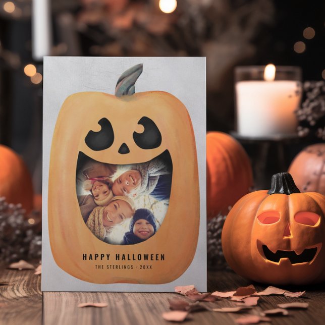 Halloween-fotokort med Jack o lantern Pumpkin Inbjudningar (Skapare uppladdad)