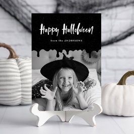 Halloween-fotokort med svart blod som droppar