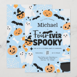 Halloween Four Ever Spooky 4th Birthday Party Inbjudningar