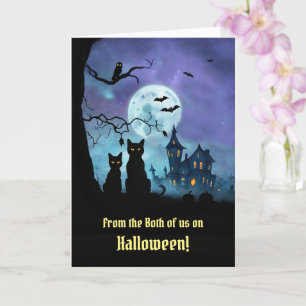 Halloween från Båda USA Cute två Svarta katter Kort