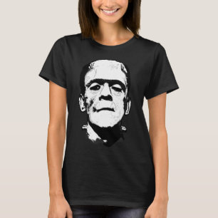 Halloween Frankenstein Monster Black and White T Shirt