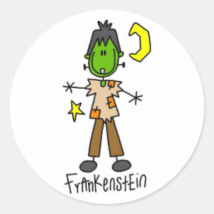 Halloween Frankenstein stick figurklistermärke Runt Klistermärke