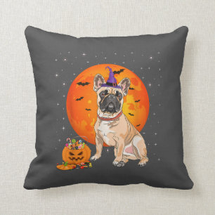 Halloween Fransk Bulldog Bus eller godis Pumpkin Kudde
