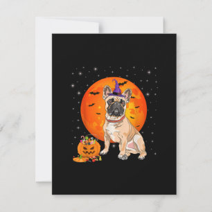 Halloween Fransk Bulldog Bus eller godis Pumpkin Tack Kort