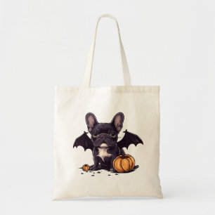 Halloween Fransk Bulldog Fladdermus Vingar Pumpkin Tygkasse