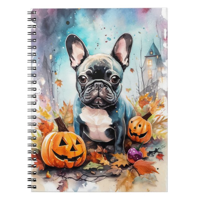 Halloween Fransk Bulldog med påsar Anteckningsbok (Framsidan)