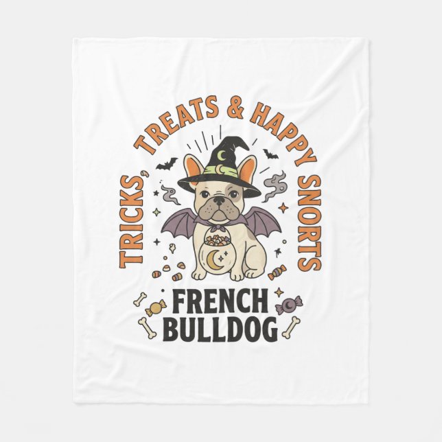 Halloween fransk bulldog trickster fleecefilt (Framsidan)