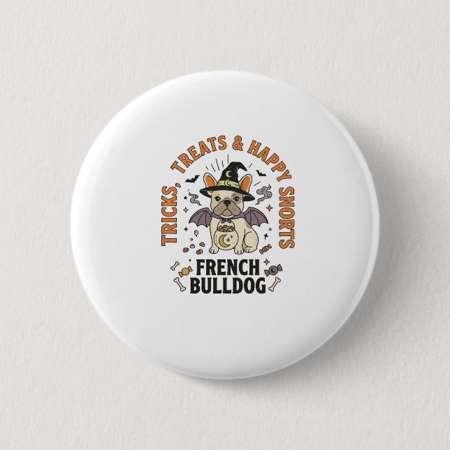 Halloween fransk bulldog trickster knapp (Framsida)