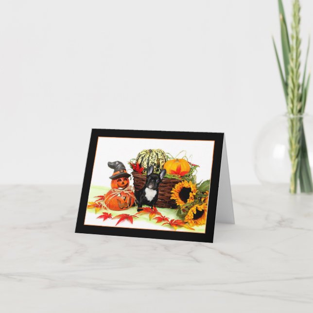 Halloween fransk bulldoggnotecard kort (Framsida)