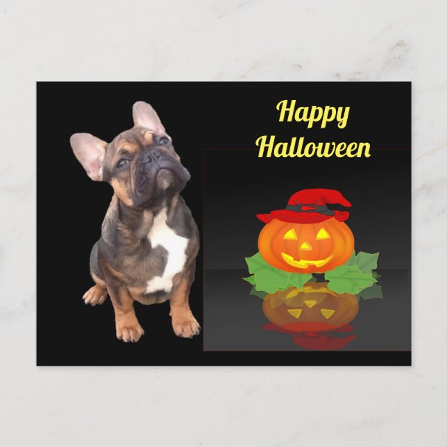 Halloween französische Bulldogge French Bulldog Vykort (Framsida)