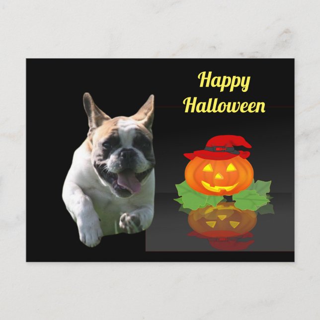 Halloween französische Bulldogge French Bulldog Vykort (Framsida)