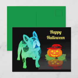 Halloween französische Bulldogge Postkarte Vykort