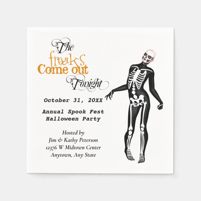 Halloween Freak Zombie Skeleton Anpassningsbar Pappersservett (Framsidan)