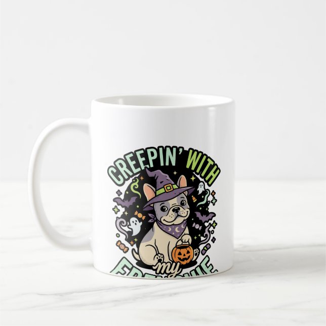 Halloween French Bulldog Kuslig Sällskap Kaffemugg (Vänster)