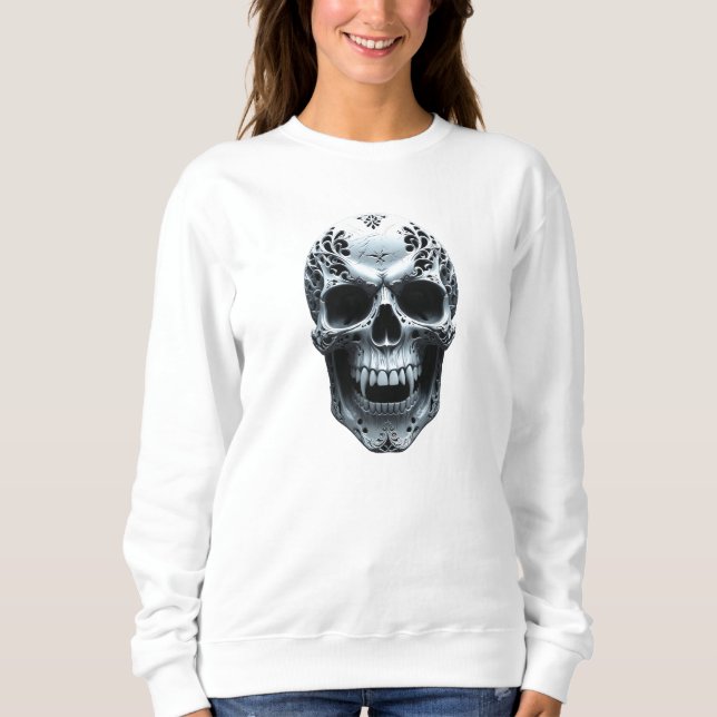 Halloween "Fright Night Mode" Carved Skull T Shirt (Framsida)