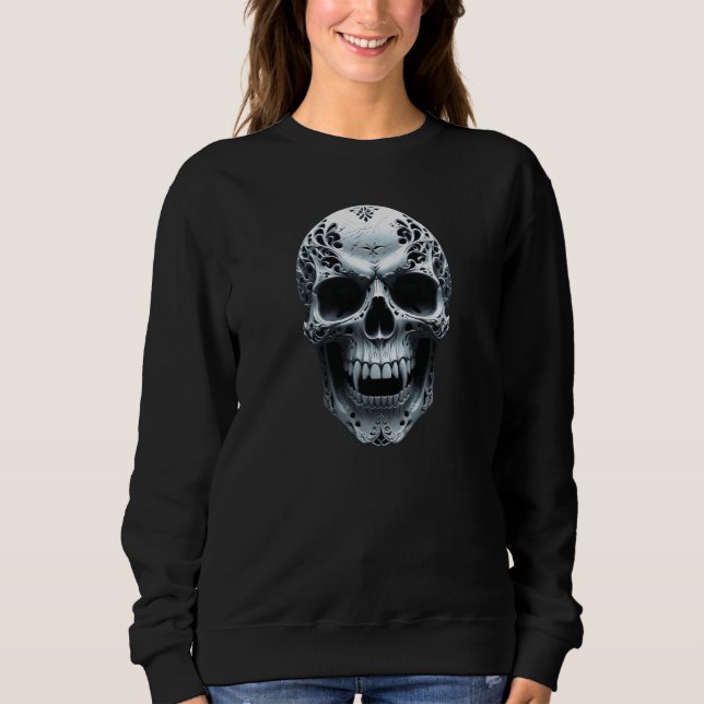 Halloween "Fright Night Mode" Carved Skull T Shirt (Framsida)