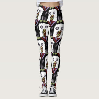 Halloween Frighten U Ghost Red Lila Black Grönt Leggings