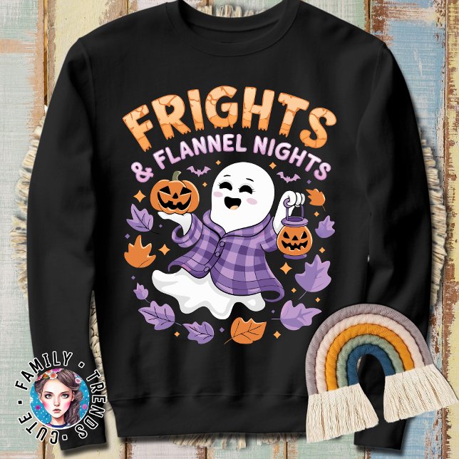 Halloween Frights and Flanalinights Cute Ghost T Shirt (Skapare uppladdad)