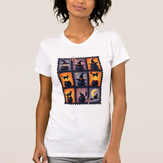 Halloween Frimärke Collage T-Shirt