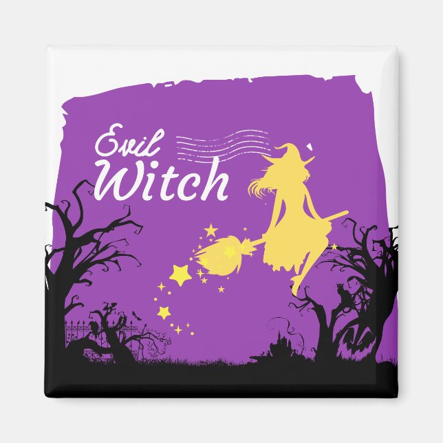 Halloween Frimärke Collection ’Evil Witch’ Magnet (Framsidan)