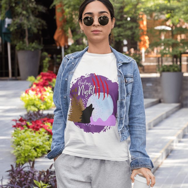 Halloween Frimärke Collection ’Howling Natt’ T Shirt (Halloween Stamp collection - Howling Night T-shirt design from The Beekeeper Store)