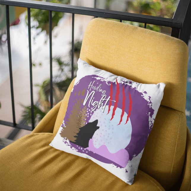 Halloween Frimärke Collection "Howling Night" 16"x Kudde (Halloween Stamp collection - Howling Night Throw pillow from The Beekeeper Store)