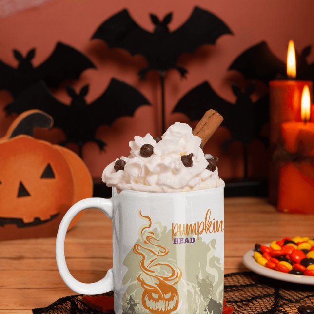 Halloween Frimärke Collection ’Pumpkinhead’ Två-Tonad Mugg (Halloween Stamp collection - Pumpkin head )