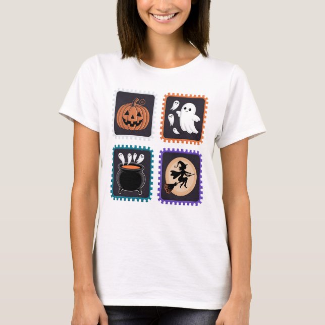 Halloween Frimärke Embroidery Design - Pumpkin, Gh T Shirt (Framsida)