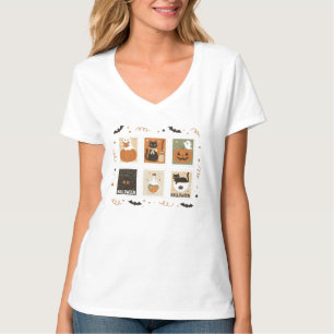 Halloween Frimärke Panel T-Shirt - Cute Penguin Wi