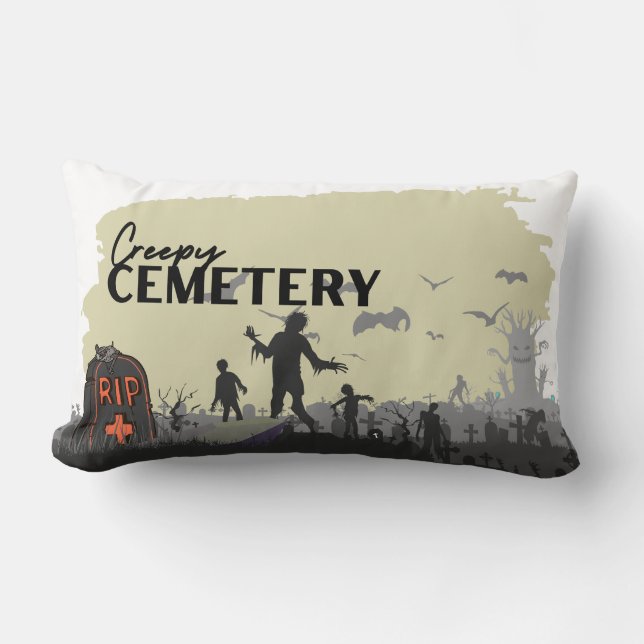 Halloween Frimärke-samlingen "Creepy Cemetery" 13x Lumbarkudde (Framsida)