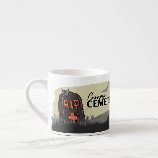 Halloween Frimärke-samlingen "Creepy Cemetery" Espressomugg (Vänster)