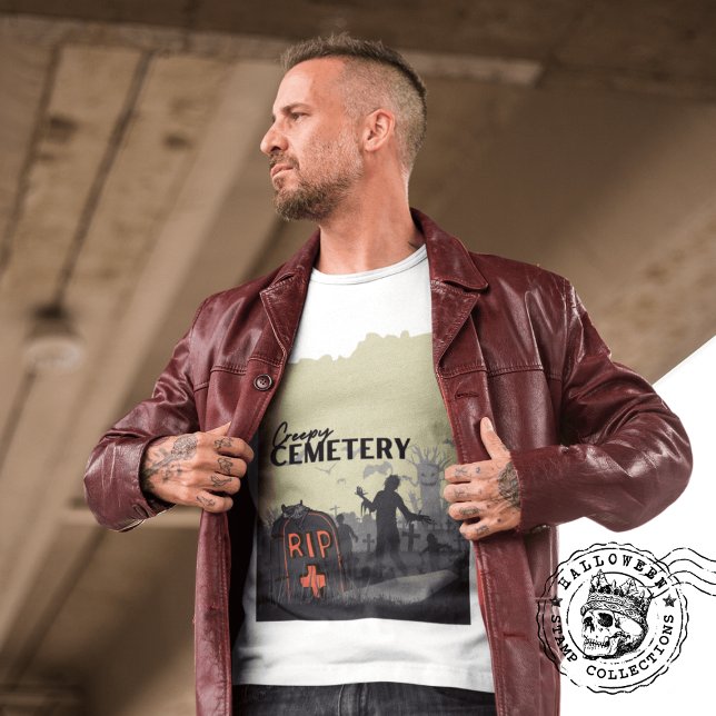 Halloween Frimärke-samlingen "Creepy Cemetery" T Shirt (Creepy Cemetery T-shirt cover from The Beekeeper Store)