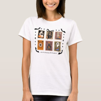 Halloween Frimärke Spooky Postcard Ghost Skeleton T Shirt