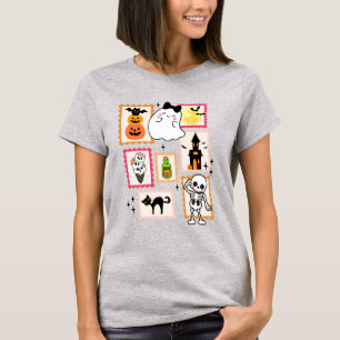 Halloween Frimärks Konst Söt Spöke Skräckinjagande T Shirt