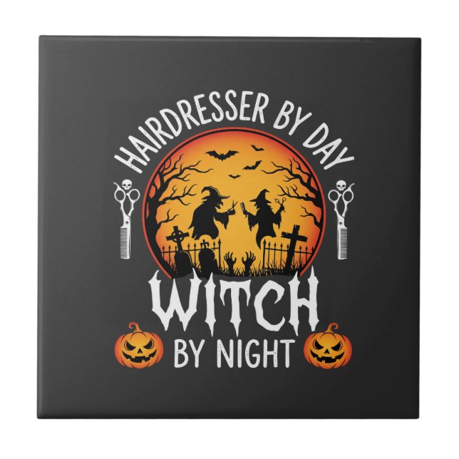 Halloween Frisör Dag Kvällsväxt Kakelplatta (Framsidan)