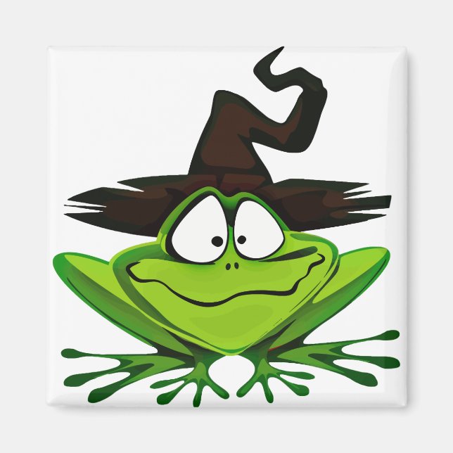 Halloween Frog i Witch Hat Magnet (Framsidan)