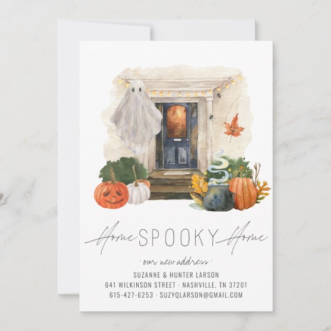 Halloween Front Door Flytta Announcement Meddelande (Framsida)