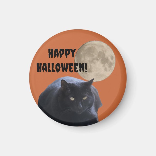 Halloween Full Moon Black Cat Magnet (Framsidan)