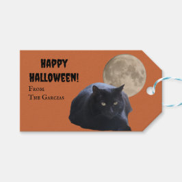 Halloween Full Moon Black Cat Presentetikett