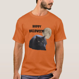 Halloween Full Moon Black Cat T Shirt