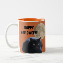 Halloween Full Moon Black Cat Två-Tonad Mugg