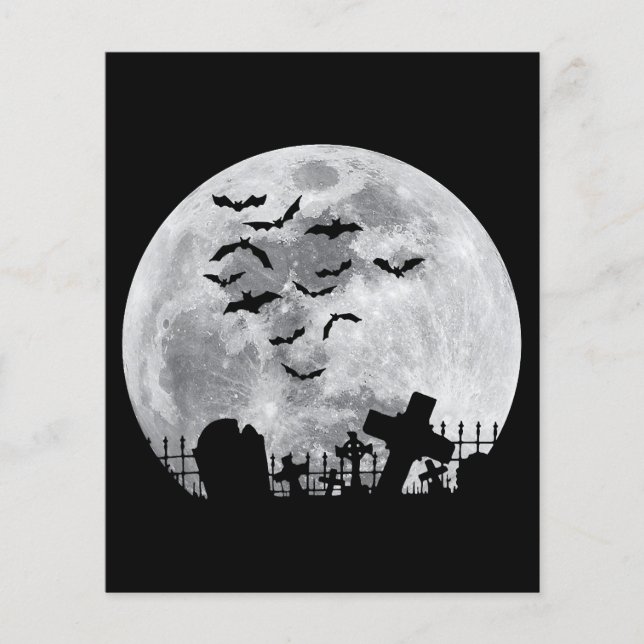 Halloween Full Moon Cemetery Graveyard Spooky Flad (Framsida)