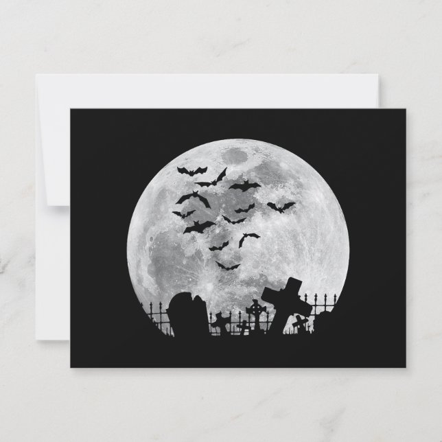 Halloween Full Moon Cemetery Graveyard Spooky Flad (Framsida)