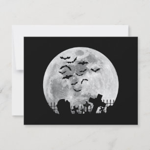 Halloween Full Moon Cemetery Graveyard Spooky Flad