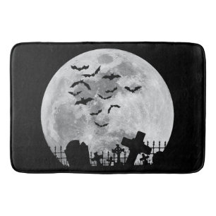 Halloween Full Moon Cemetery Graveyard Spooky Flad Badrumsmatta