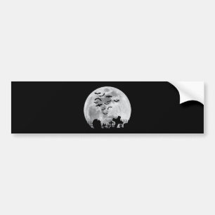 Halloween Full Moon Cemetery Graveyard Spooky Flad Bildekal