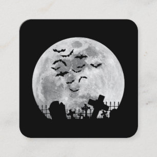 Halloween Full Moon Cemetery Graveyard Spooky Flad Fyrkantigt Visitkort